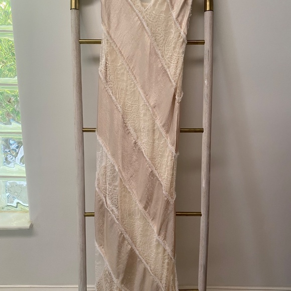 Zara Trinny Satin Contrast Lace S/S 2020 Collection 7 Sleeveless Long Dress XS - Picture 4 of 7